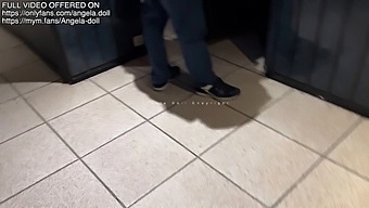 Angela Doll'S Wild Encounter With A Stranger In An X Cinema, Joined By A Voyeur Who Ejaculates On Her